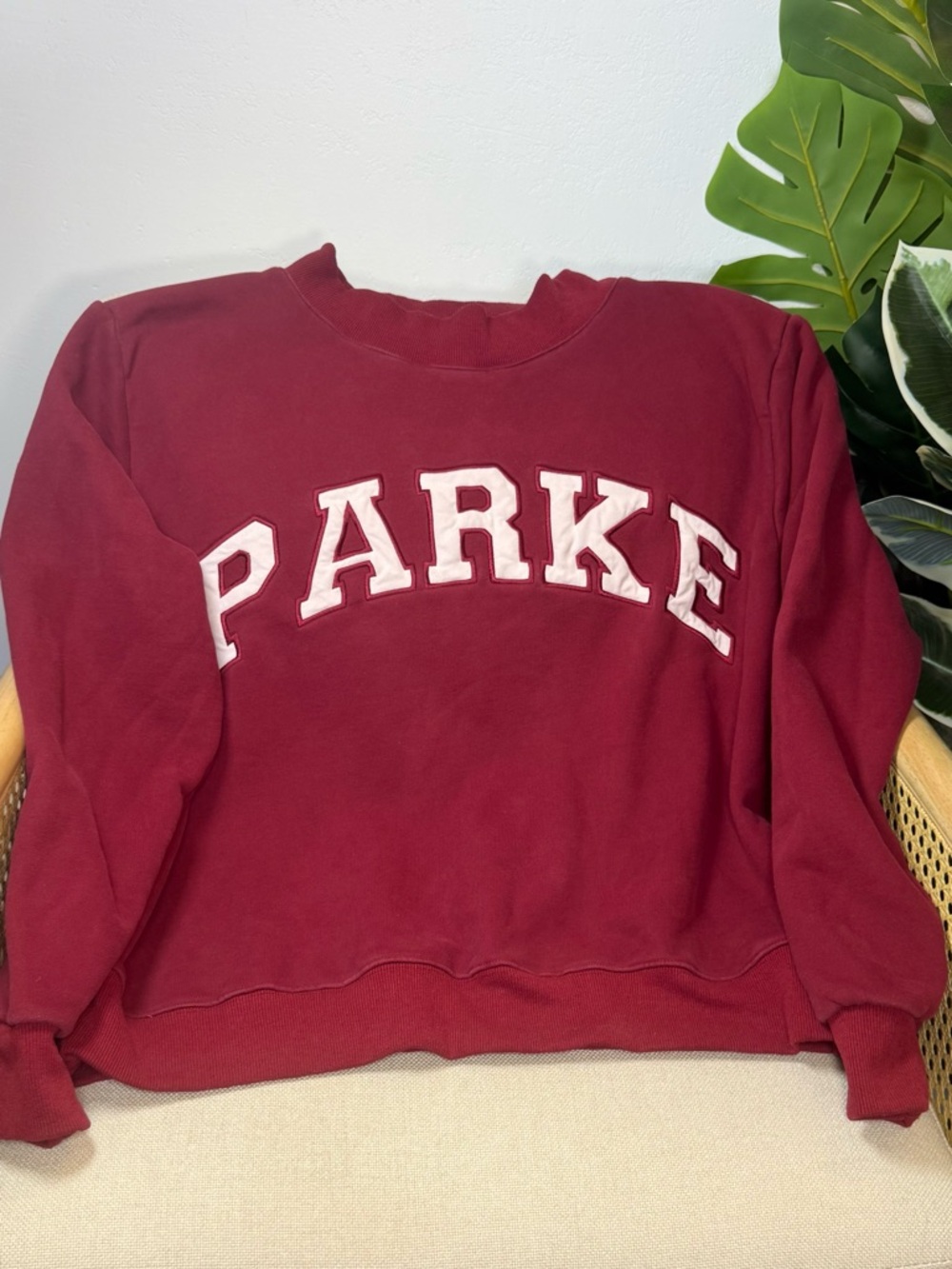 PARKE Varsity Fleece Mock Neck Sweatshirt Size L/XL
